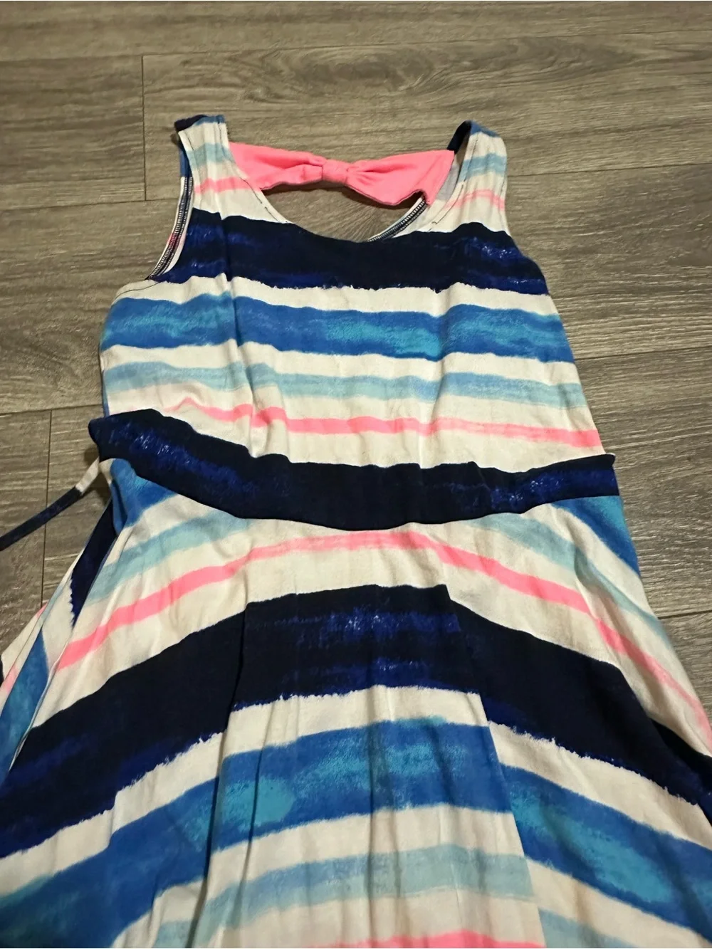 Justice Striped Knit Dress in Navy, Light Blue & Pink